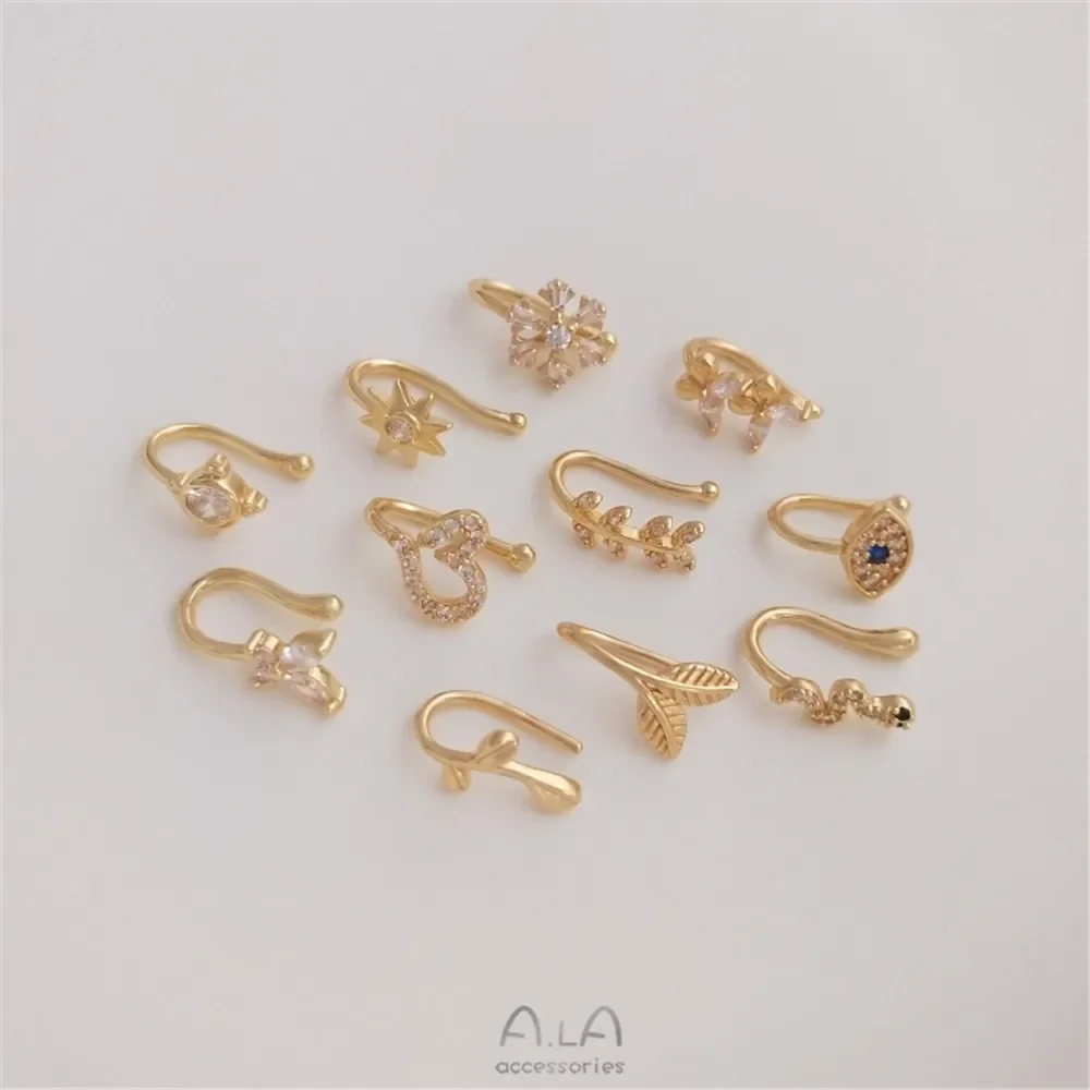 Allergy prevention 14K gold nose clip perforation-free nose nail multi-purpose ear bone clip ear clip nose ring piercing jewelry