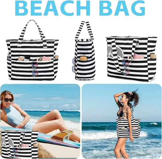 

Beach Bags Women Large Waterproof Sandproof Beach Tote Travel Bag
