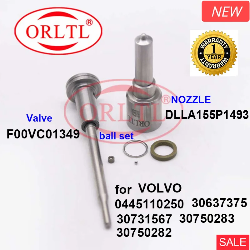 

ORLTL Nozzle DLLA155P1493 VALVE F00VC01349 Common Rail Injector Repair Kits For VOLVO 0 445 110 250 0445110250