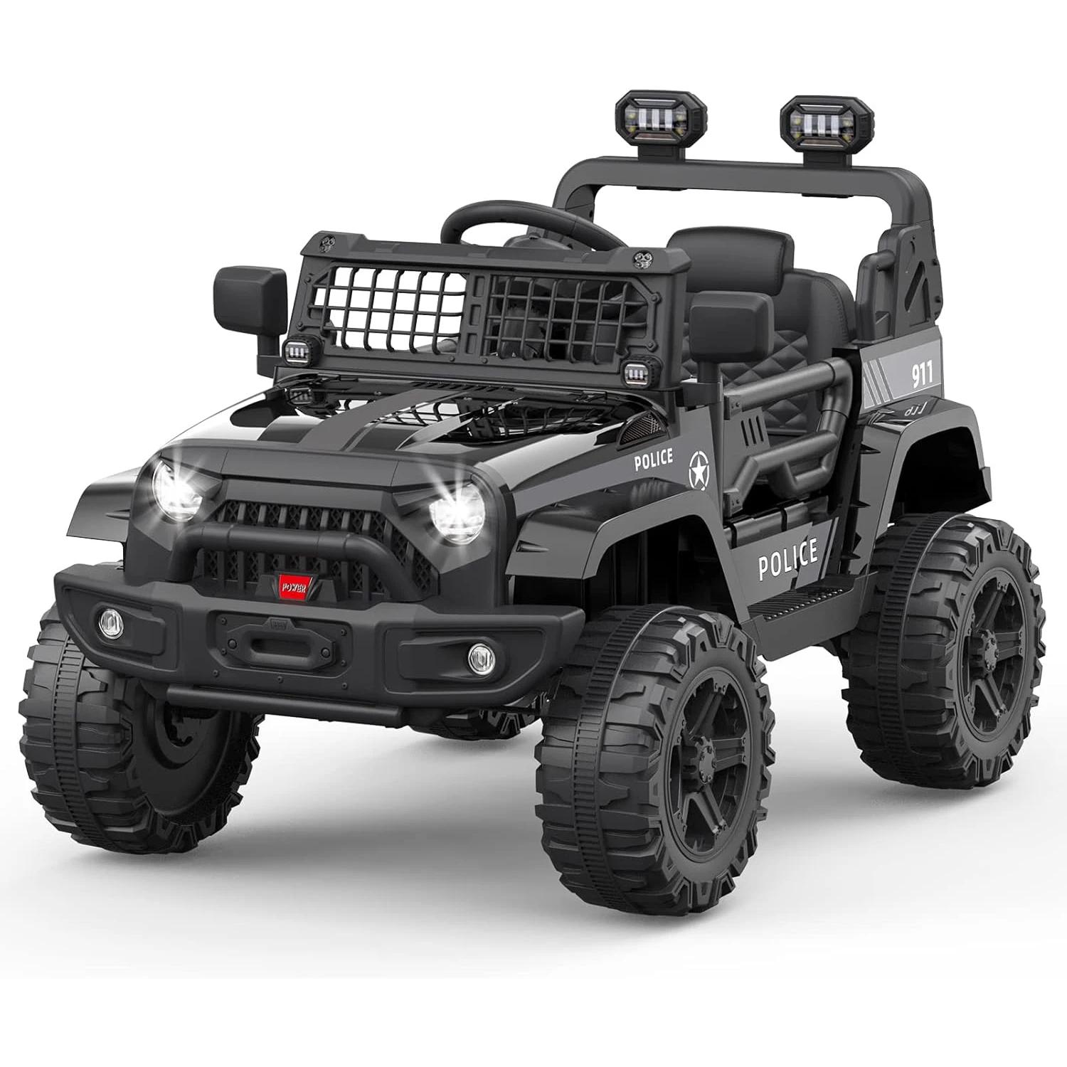 Voiture électrique pour enfants 12V, jouets tout-terrain avec ressort de Suspension/lumières LED/Bluetooth/2 vitesses pour 3 à 8 ans