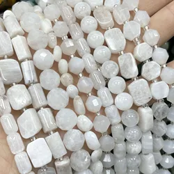 Moonstone Smooth Natural Round Faceted Cylinder Irregular Spacer Gemstone Beads For Jewelry Making DIY Bracelets Necklace