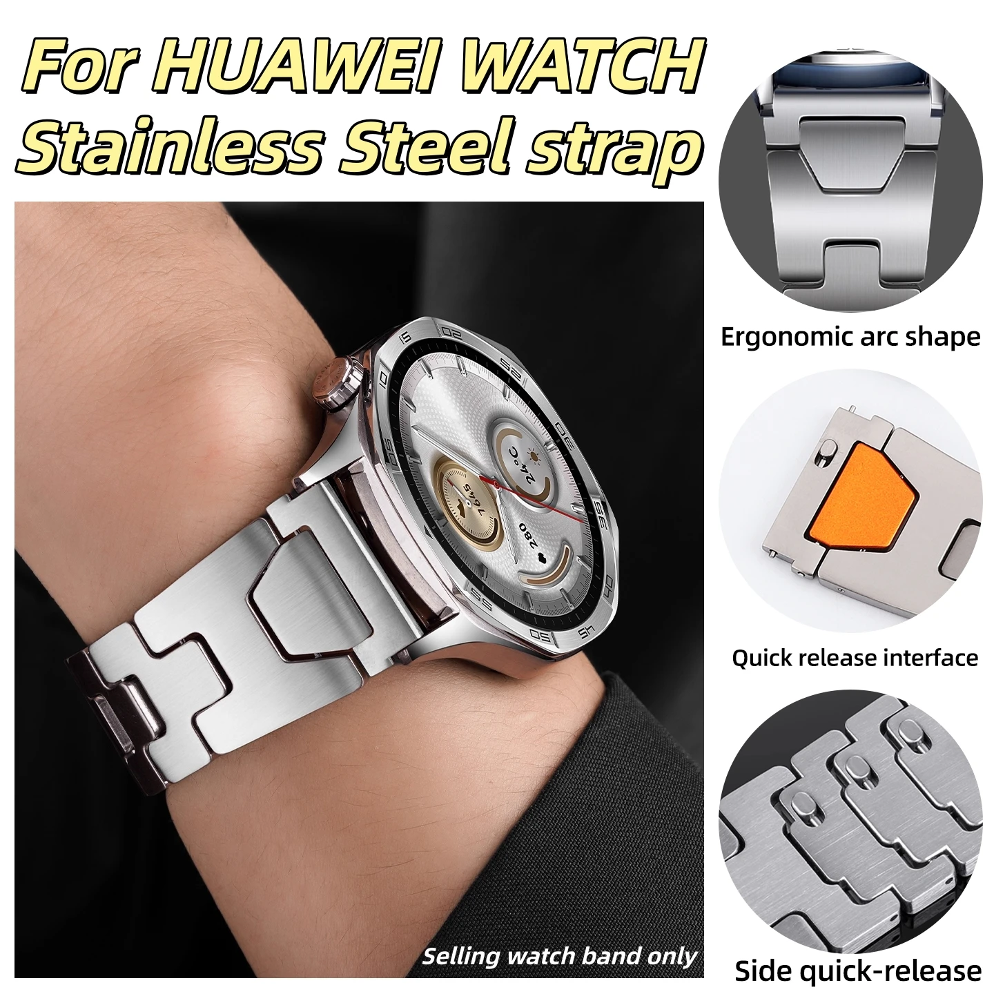 

Ремешок из нержавеющей стали 22 мм для HUAWEI WATCH GT6 Pro GT5 Pro 46 мм, металлический браслет GT5 GT4 GT3 GT2, сменный браслет для мужчин