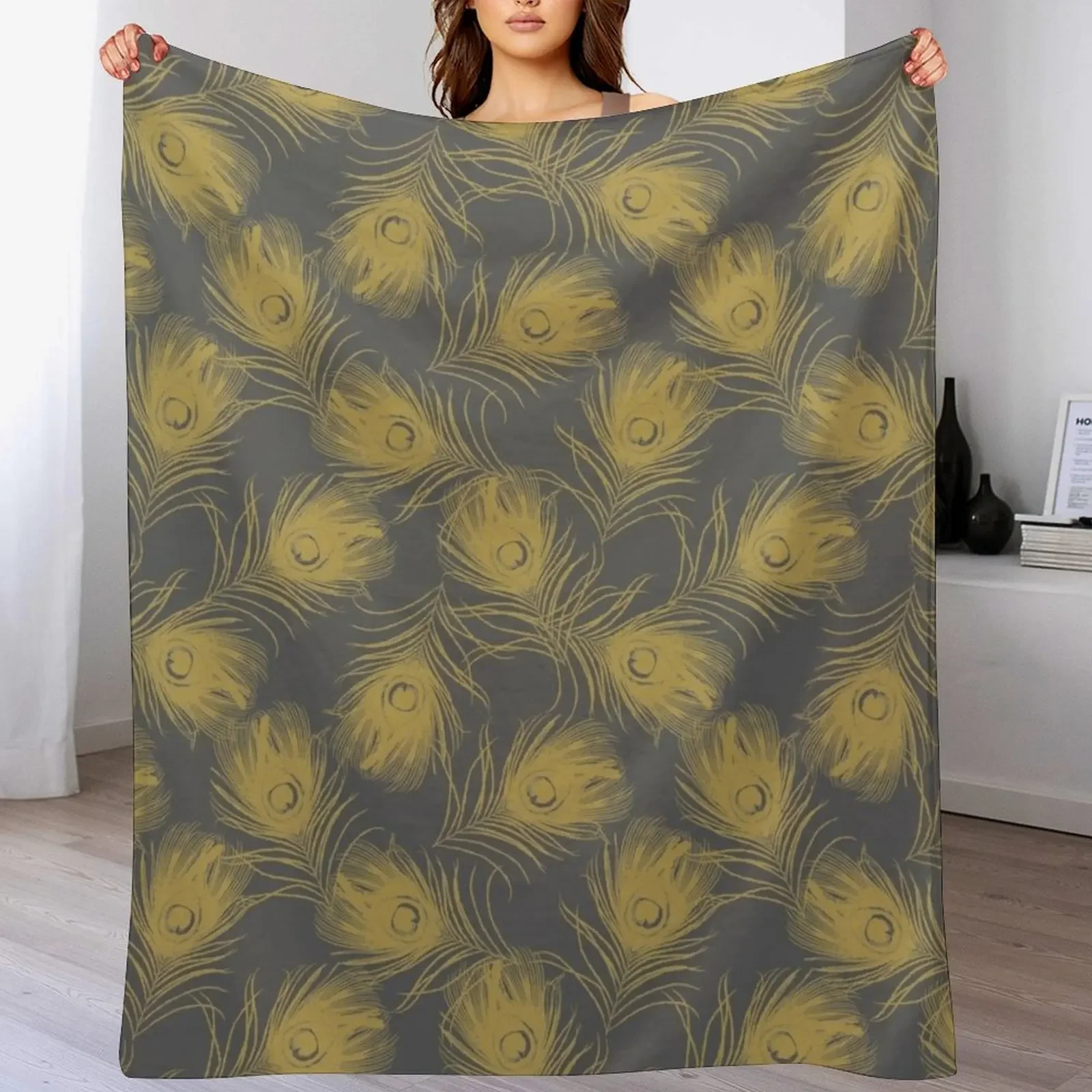 Peacock Feathers Pattern Throw Blanket christmas gifts decorative Blankets