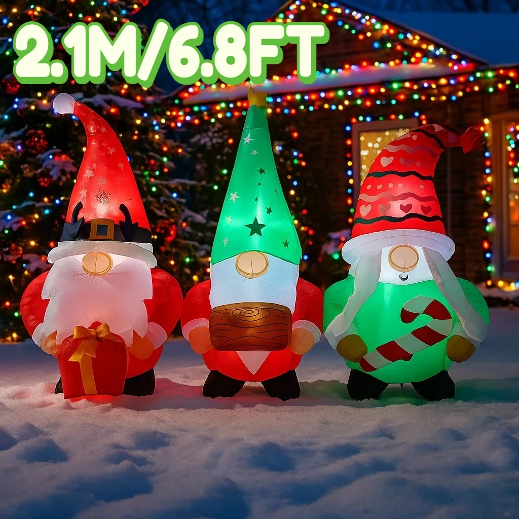 2.1 متر/6.8FT نفخ عيد الميلاد التماثيل ساحة أضواء الحديقة LED المنزل اللعب ساحة عيد الميلاد الحلي عطلة الإضاءة ديكور لوازم #1