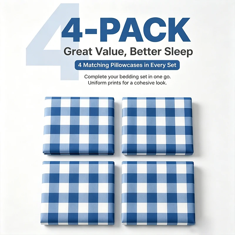 4pcs / 2 pairs twin full queen king printed Decorative pillowcases protector cover sets