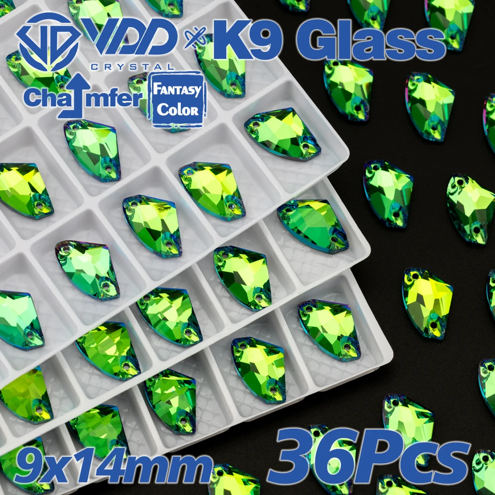 VDD S277 Luxuriöse grüne Top-Qualität AAAAA K9 Glas-Strasssteine zum Aufnähen, Kristalle, flache Rückseite, Strasssteine für Kleidungsdekorationen – Detail 5