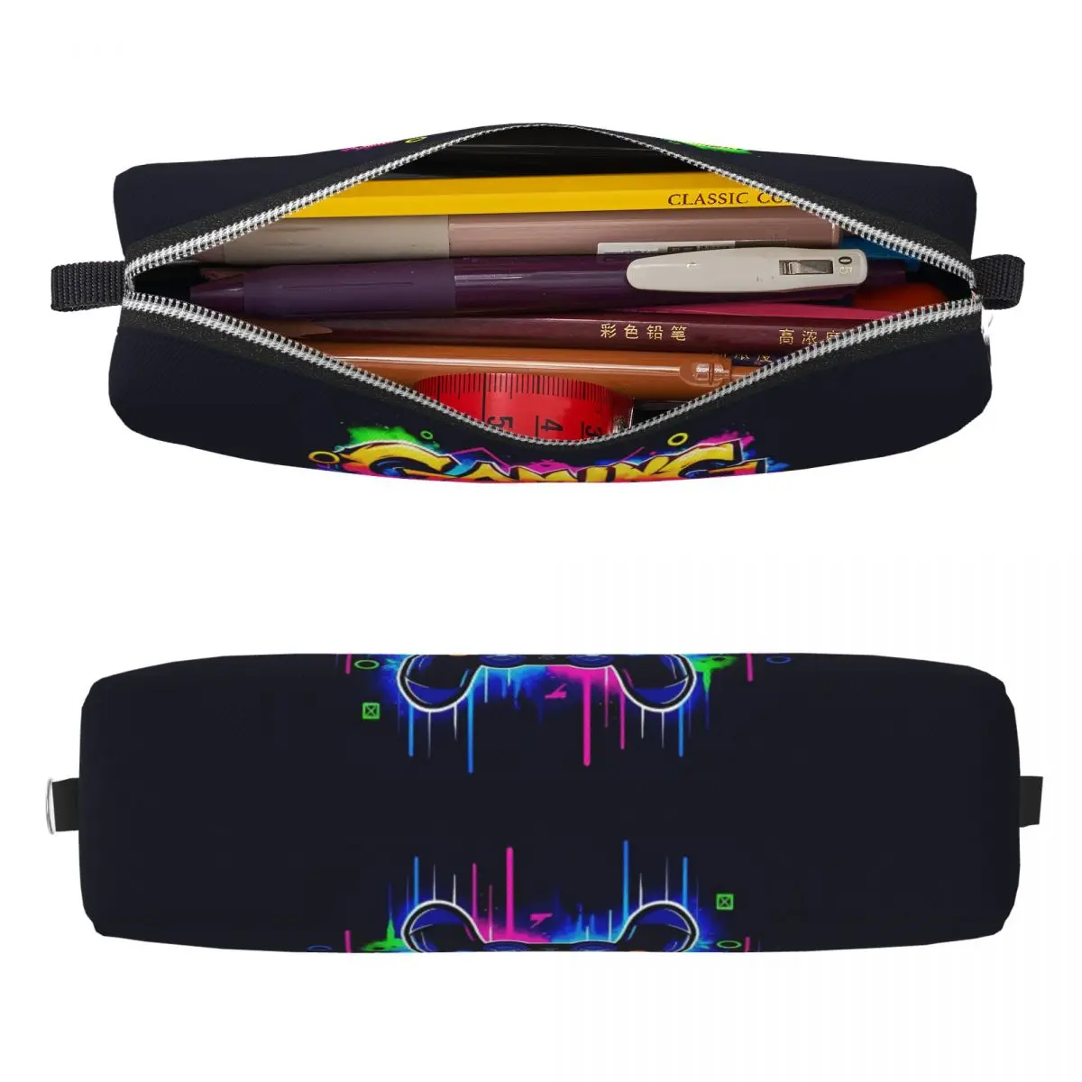 비디오 게임 게임 컨트롤러 연필 케이스 귀여운 낙서 아트 펜 홀더 가방 학생 대용량 사무실 선물 연필 케이스