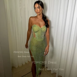 Sexy Green Customized Mermaid Prom Party Dresses Leg Split Long Evening Dress Women Cocktail Prom Gowns Sheer Robe De Soirée