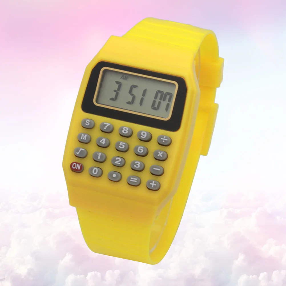 2 Pcs Watch with Calculator for Kids Simple and Stylish Children Wrist Calculation Sturdy Yellow