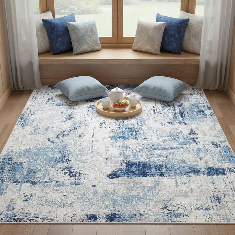 

Area Rug, 5 x 7 ft Large Washable Rug, Non-Slip and Tear-Resistant Soft Carpet, Pet & Child Friendly Modern Area Rugs, Indoor Mat for Bedroom, Office, Living Room, Kids Room, Entryway, Blue