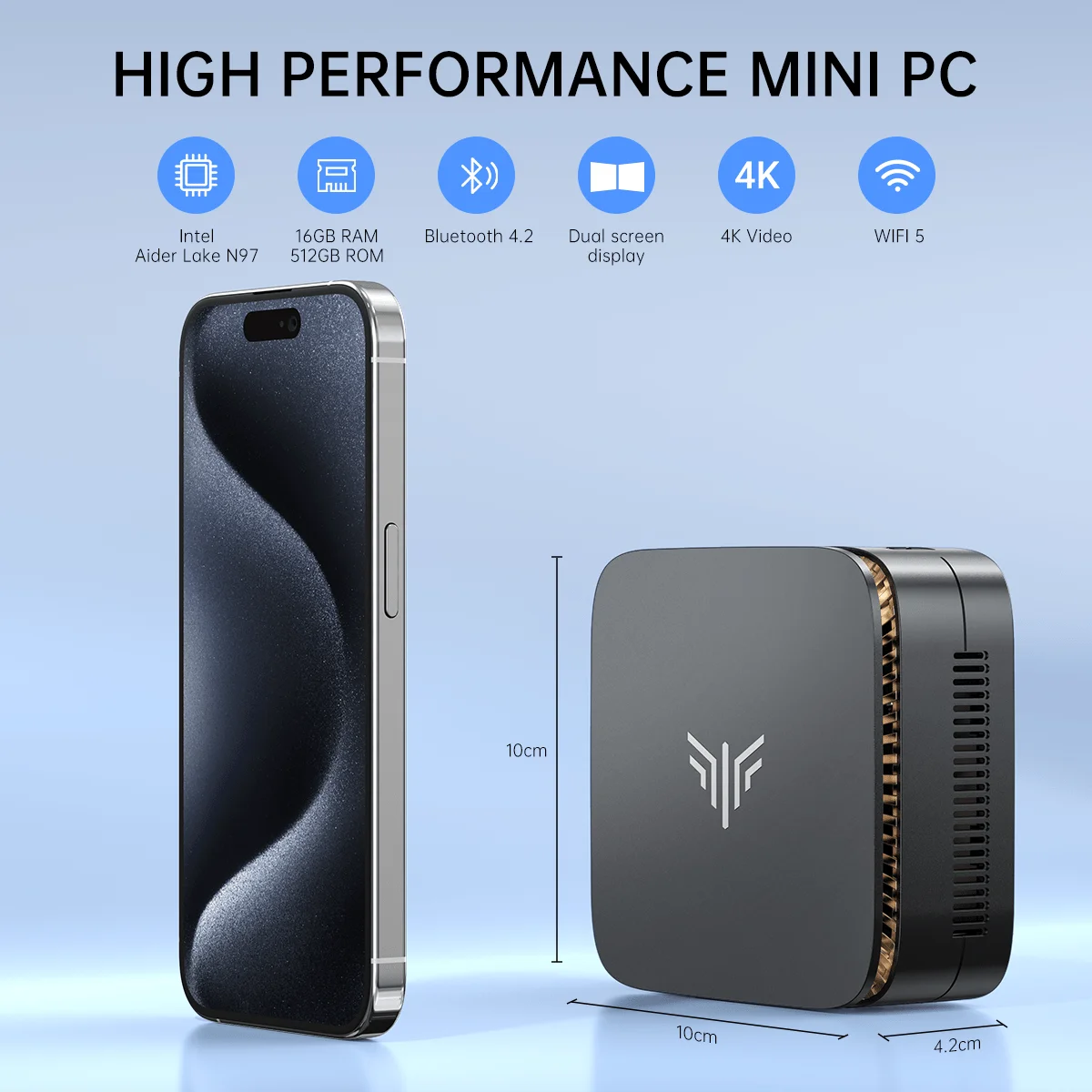 كمبيوتر صغير ACEMAGIC E1 Intel N95 DDR4 8GB SSD 256GB على اللوحة WIFI 5 + BT4.2 كمبيوتر صغير للمكتب للأعمال HDMI 2.0 × 1 (4K @ 60 هرتز)