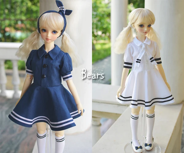 

BJD Doll Dress Suit Navy Style Dress Set Dress Hairband Set Suit For 1/3 1/4 BJD SD DD MSD MDD SD10 SD13 Doll Accessories