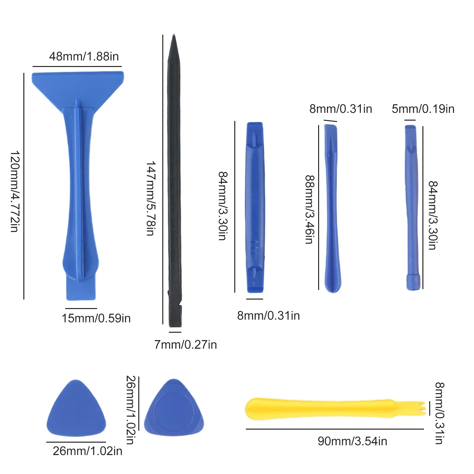 Ensemble d'outils de réparation de téléphone pour les amateurs de bricolage, l'outil de démontage, l'ouverture des touristes, la fin du spudger, le pied de biche, le parfait, 12 pièces