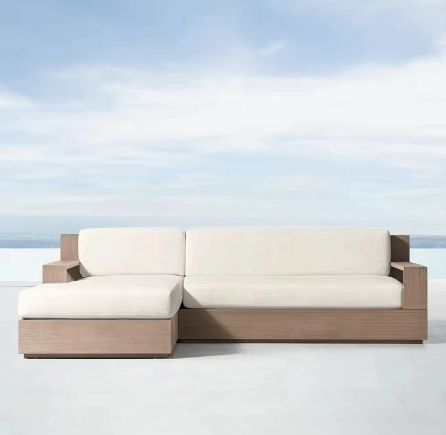 

Comfortable Garden Set Patio Furniture Left-arm Sofa Sets Teak Wood 2-piece L-shaped Outdoor Sofas Sectionals