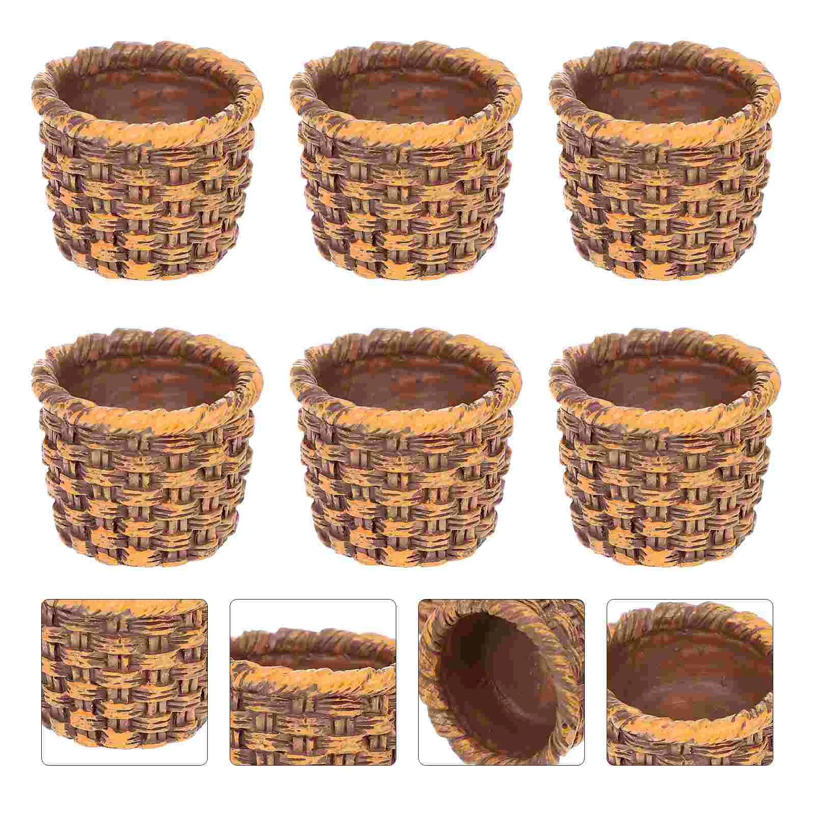 

6 Pcs House Cane Basket Mini Candy Supplies Miniature Storage Adornment Crafts