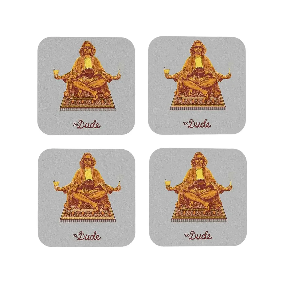 The Dude Budha The Big Lebowski Coasters Kitchen Placemats Non-slip Insulation Cup Coffee Mats For Home Tableware Pads Set of 4