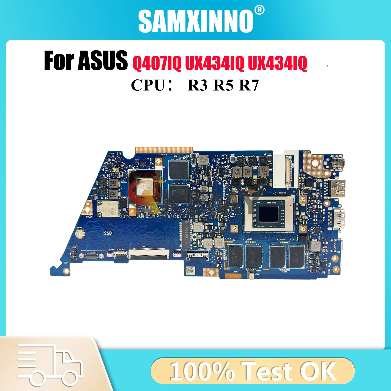 

Материнская плата UX434IQ для ноутбука ASUS ZenBook UX434I Q407IQ UX434IQ с процессором R3 R5 R7, 100% тестирование, ОК, быстрая доставка