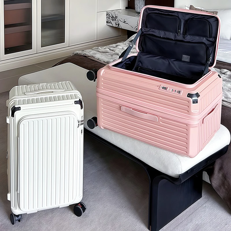 Mala de Viagem Expansível de Grande Capacidade com Tampa Lateral e Haste Retrátil para Homens e Mulheres, 20 Polegadas, Durável