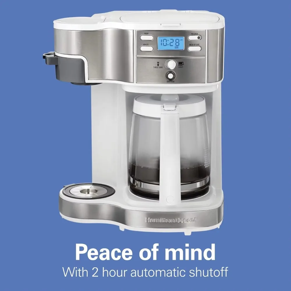 Programável Drip Coffee Maker, Single Serve Machine, Garrafa De Vidro, Auto Pause and Pour, Branco