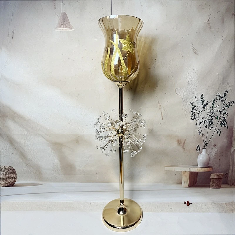 Electroplated metal vase wedding props road guide, hotel supplies simulation flower vase device