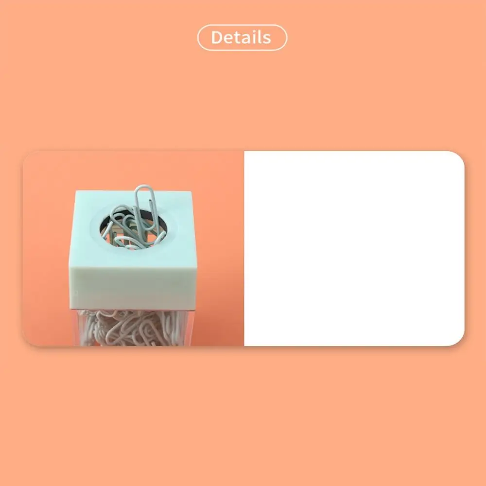 Square Transparent Macaron School Student Stationery Desk Storage Magnetic Absorption Box Clips Dispenser Paperclip Holder