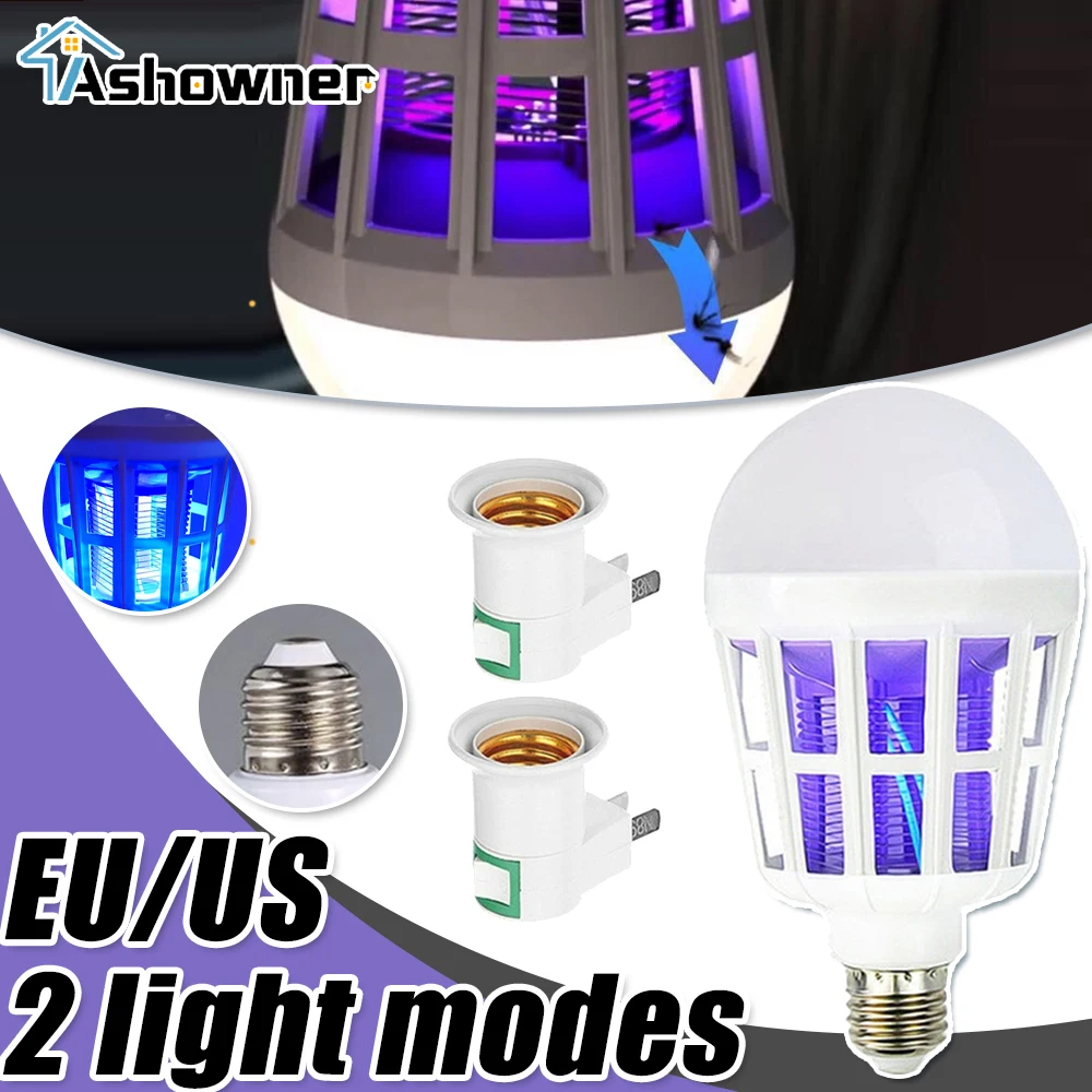 220V 9W LED Bulb Mosquito Killer Lamp 2 In 1 Mosquito Trap Insect Killer Light Bulb Fly Bug Zapper Night Light For Baby