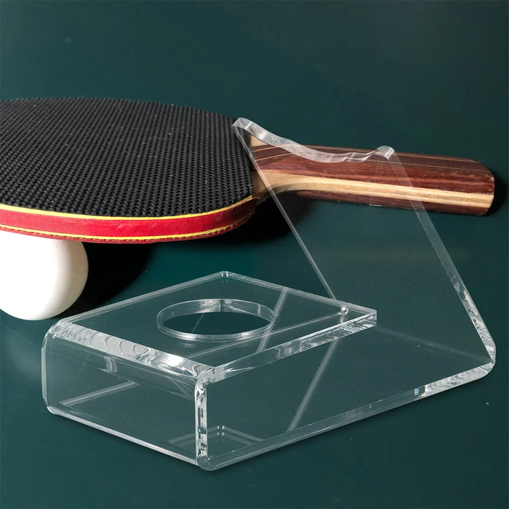 

2Pcs Acrylic Table Tennis Racket Stand Transparent Paddle Display Case Exhibition Rack for Pingpong Bat Organizer Home Store