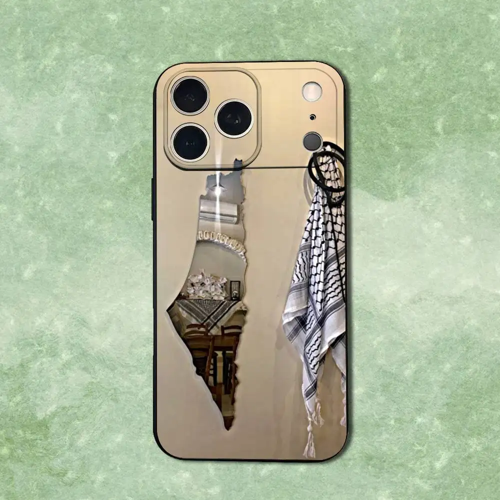 Keffiyeh Hattah coque de téléphone de mode pour iPhone 14,13,17,12,11,16,15,Plus,Pro Max, XS,X,XR,SE,Mini, couverture noire en Silicone souple