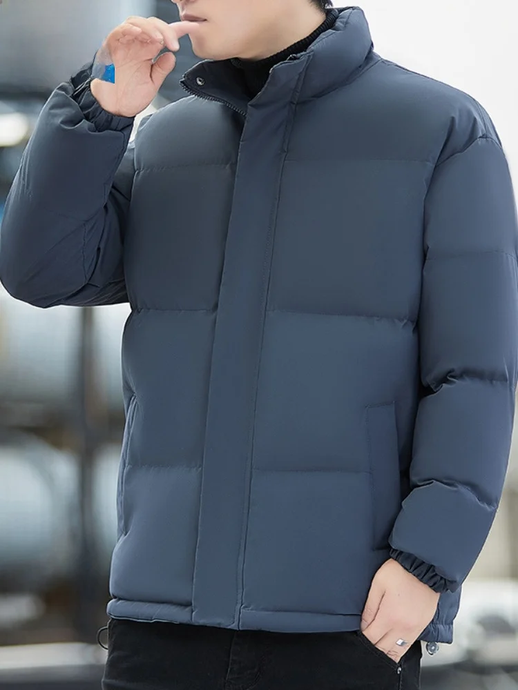 

Paul Men's Winter Cotton Jaet Stand Collar Thiened Bread Sle Faion Loose down Cotton Coat Pure Color Youth Casual Wear