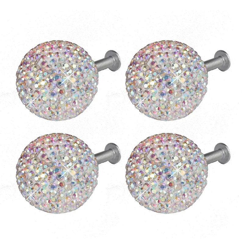 

4Pcs Drawer Pulls Rhinestones Dressers Knob Cupboard Handle Fashion Furniture Decorative Handle Simple Cabinet Pulls