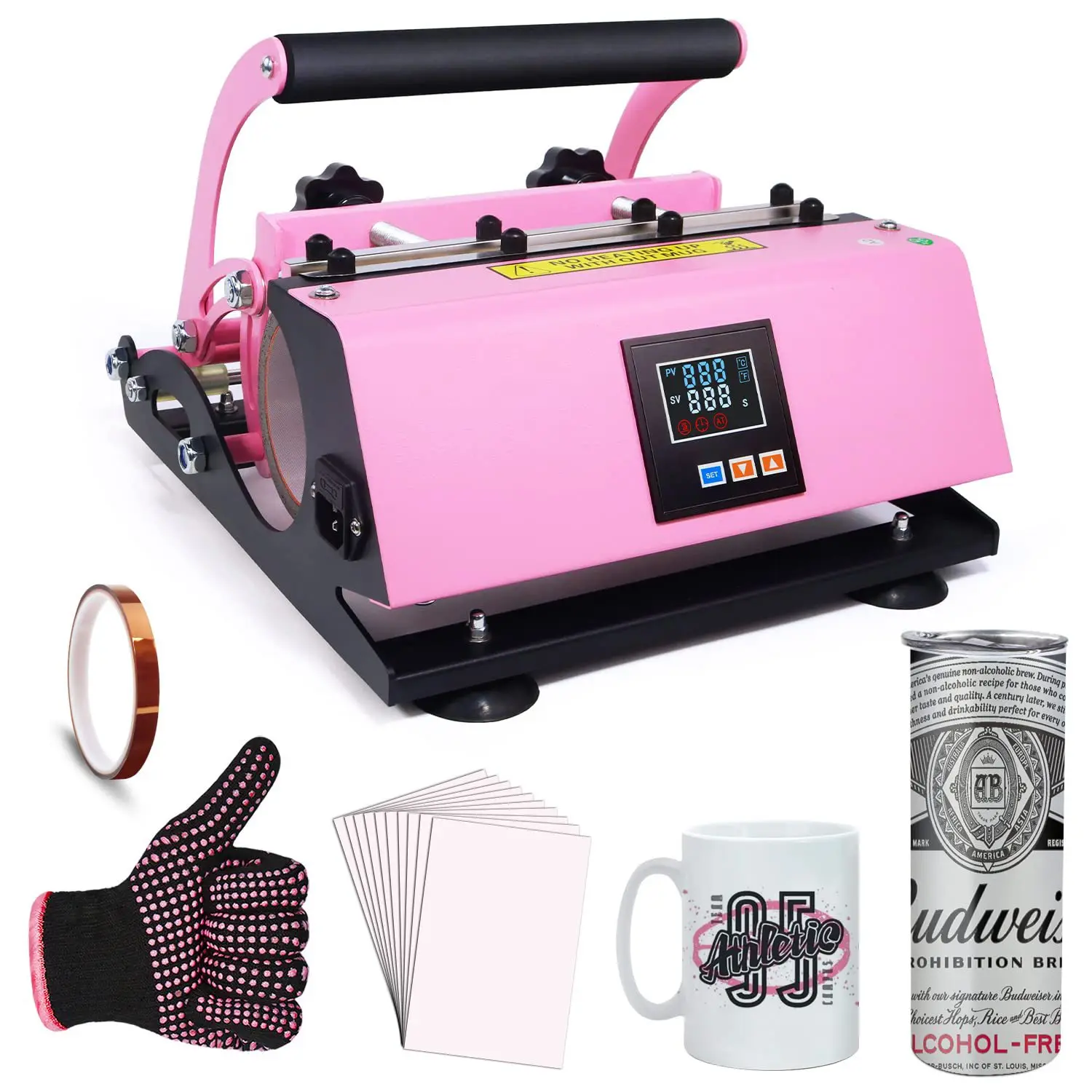 Manual Straight Tube Baking Cup Machine 270 * 230mm 11-30oz Universal Coaster Heat Transfer Cup Machine