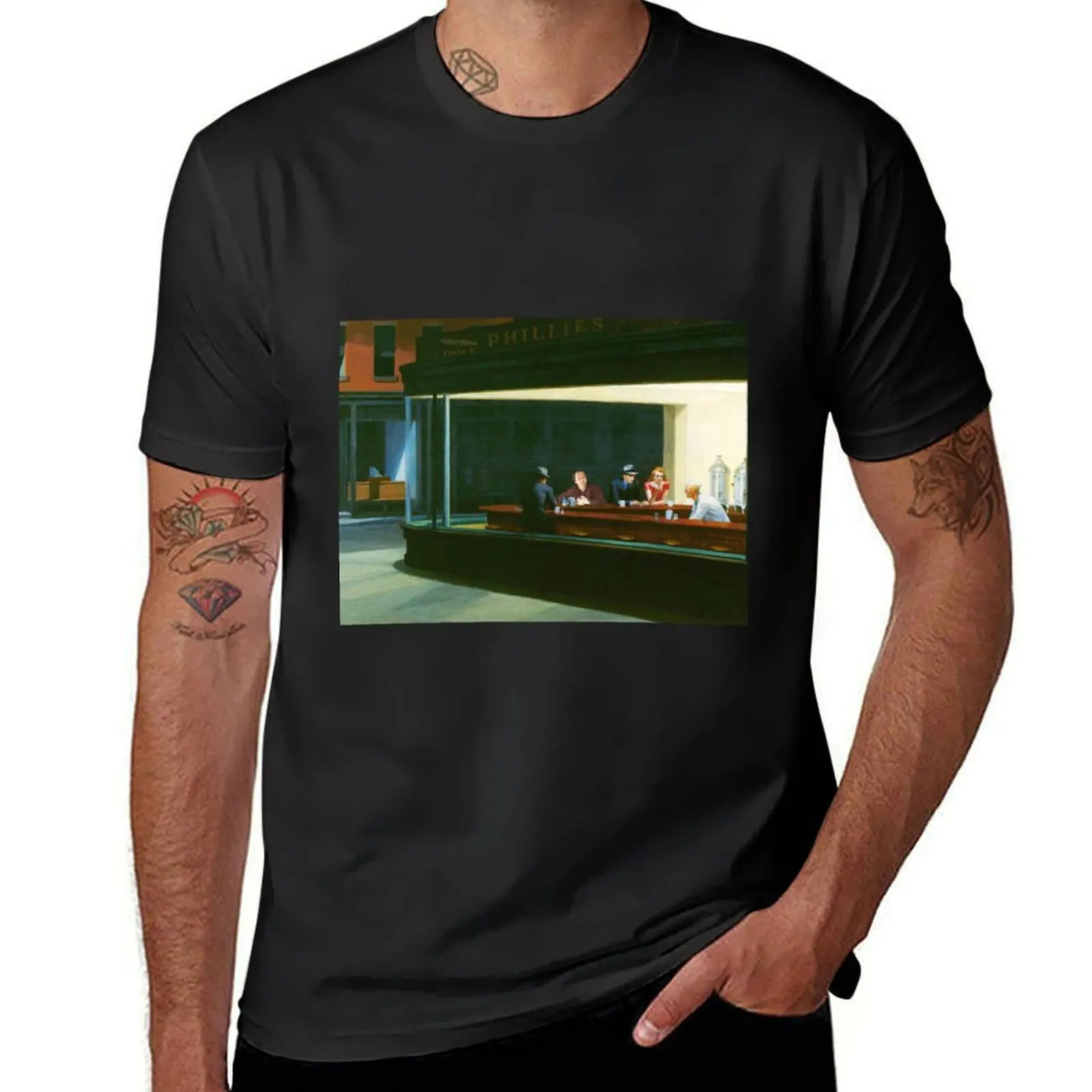 NIghthawks by Edward Hopper and Jack Torrance T-Shirt sports fans quick-drying Men's cotton t-shirt