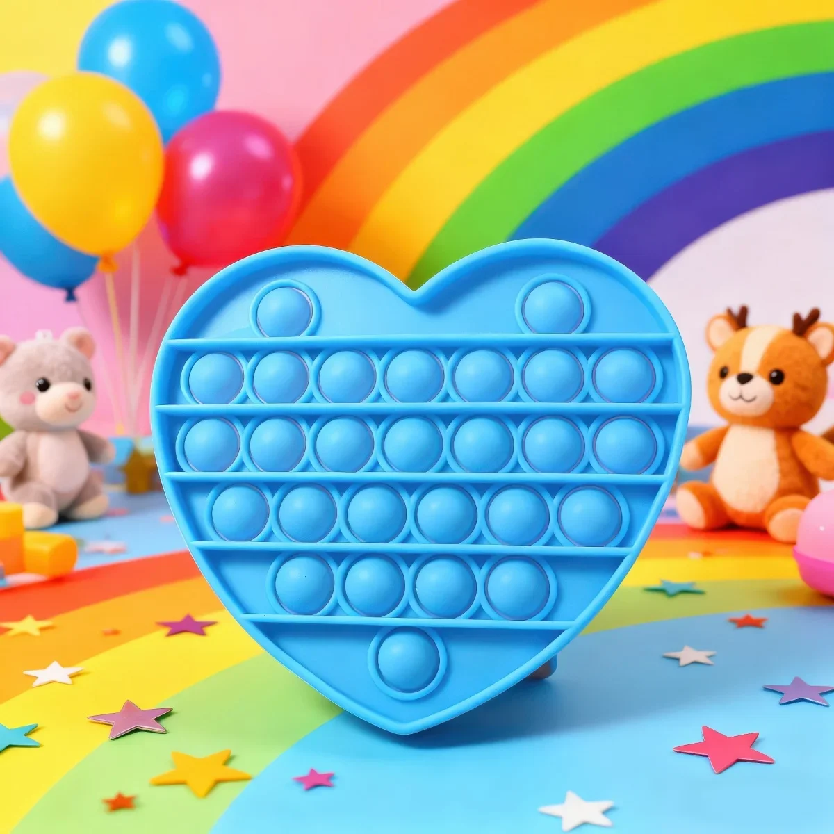1pc Sensory Toys Rainbow Heart Fidget Toys Children Push Autism Needs Squishy Stress Reliever Toy for Kids Adults (Random Color)