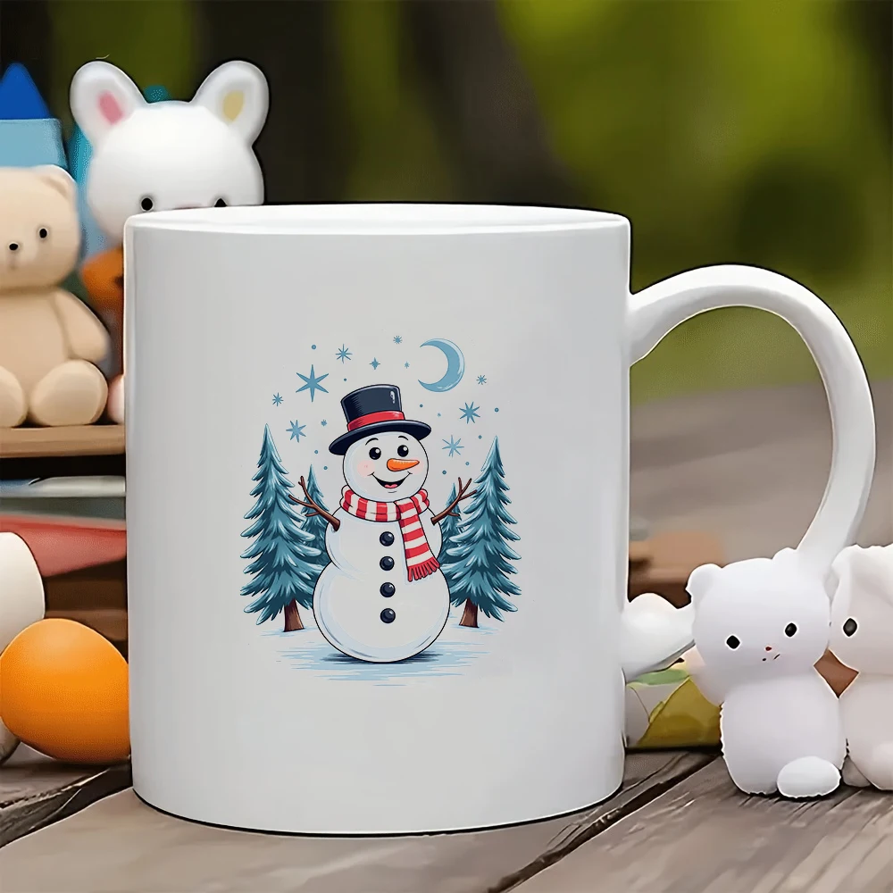 

Cartoon Snowman Sticker Christmas Gift 11OZ Mug Kids Water Cup Family Office Coffee Cup Creative Decorative Label