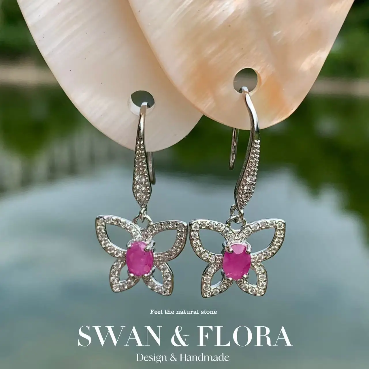 

Natural Ruby Hoop Earrings For Women Stainless Steel Earrings Simple Fine Jewelry Stone Gemstone Classic Style Gift