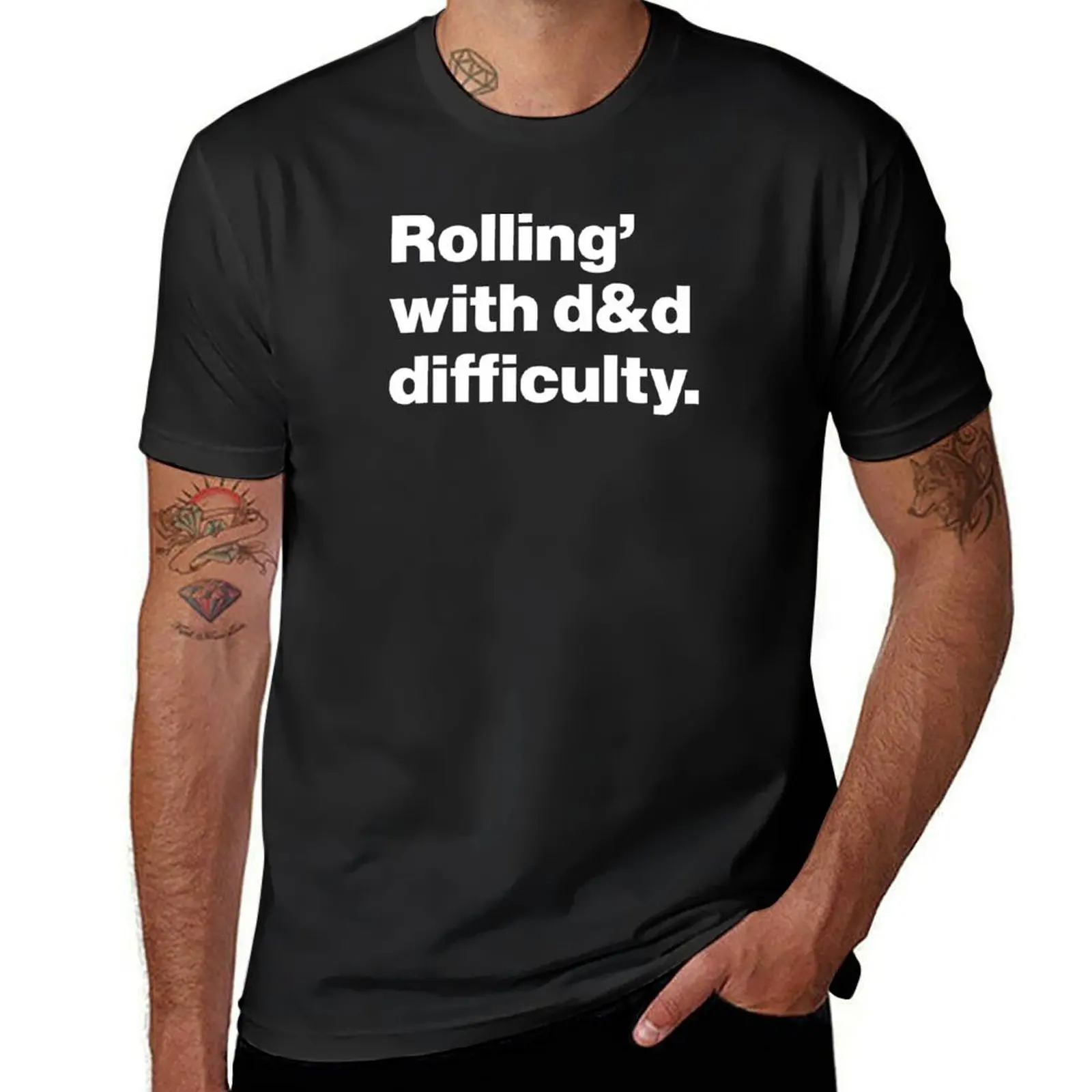 Rolling with Difficulty d&D Podcast Fun T-Shirt shirts graphic tees cute tops anime t shirts for men