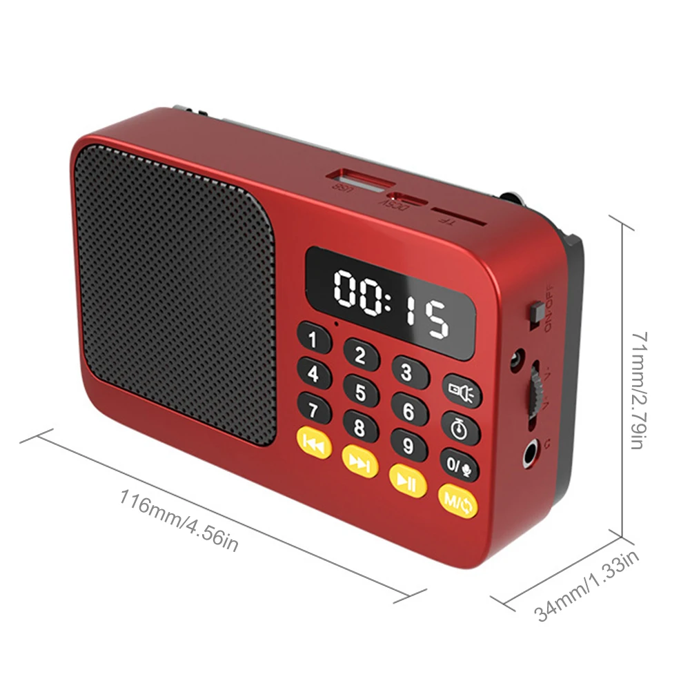 Tragbares FM-Radio, Bluetooth 5.0-Lautsprecher, TF-Karte, U-Disk, MP3-Player, Aufnahme mit einer Taste, 3,5-mm-Kopfhöreranschluss, Outdoor-Audio-Player – Detail 18