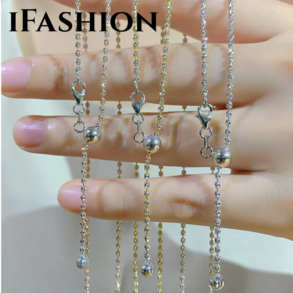 

IFASHION Diamond Chain Necklace 18K Gold Import Solid Yellow Real Gold Jewelry(AU750)For Women Geometric Fashion Lady Weddings