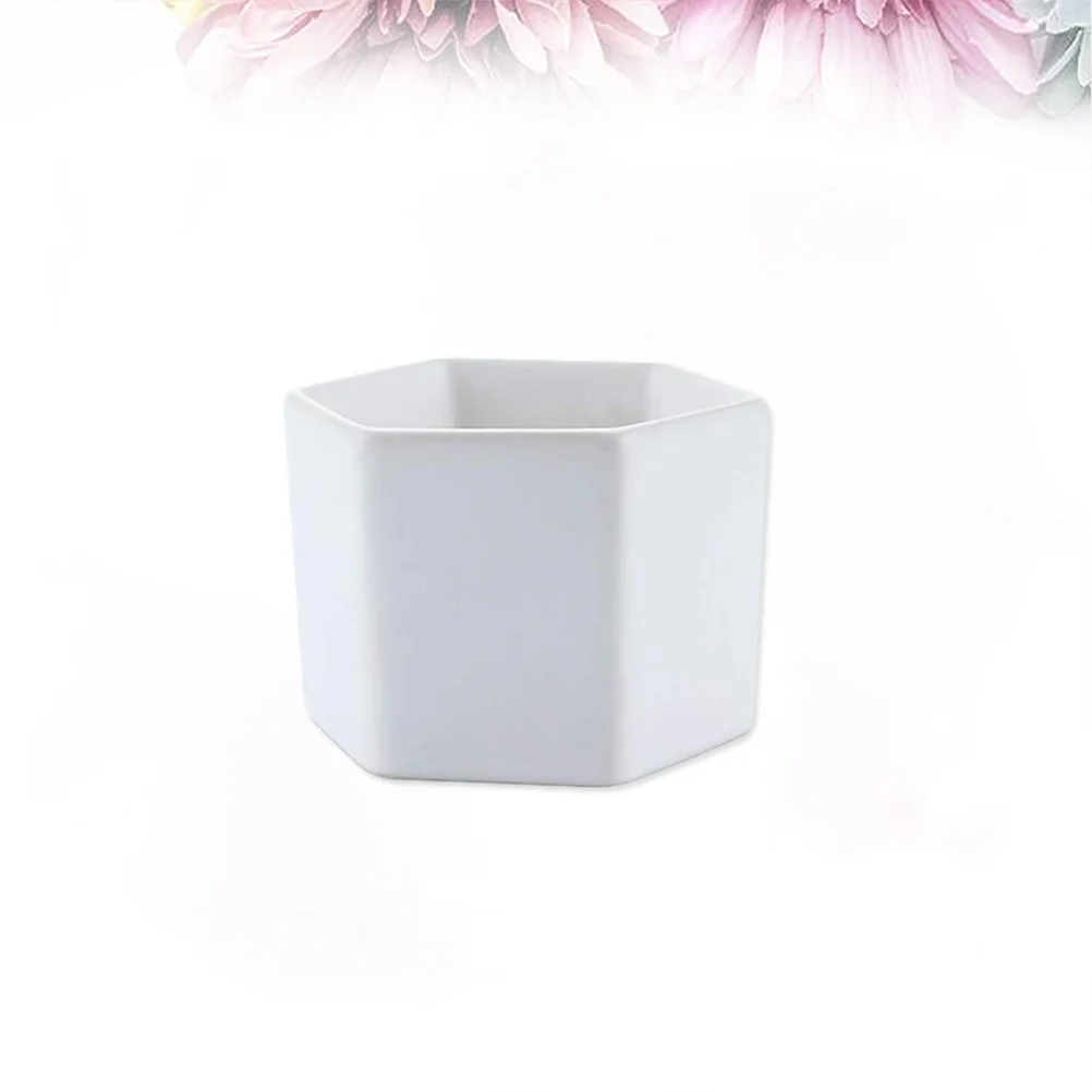 

Small White Hexagon Succulent Pot Smooth Texture with Drainage Holes for Planting Home Decoration School Project