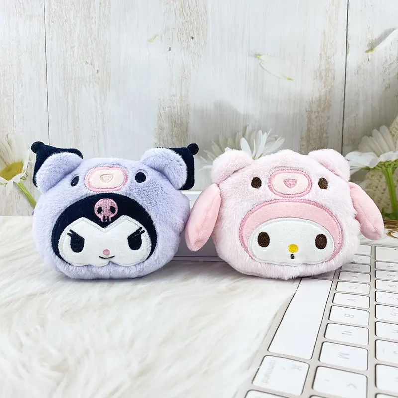 

2025 Plush Doll Keychain Hello Kitty Melody Cinnamuroll Keys Bag Coin Wallet Backpack Decoration Kawaii Children's Gift