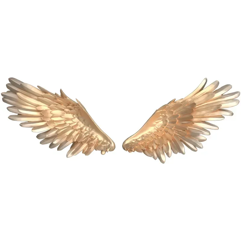 2PCS Resin 3D Feather Wing Wall Sticker Ornaments Home Livingroom Wall Mural Accessories Office Hotel Wall Decoration Pendant