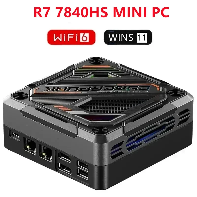 SZBOX MINI PC R7 7840HS Windows 11 Pro DDR5 5600Mhz NVME SSD PCIE 4.0 WIFI6 BT5.2 USB 4.0 4K@120Hz HD Desk Gaming Mini PC