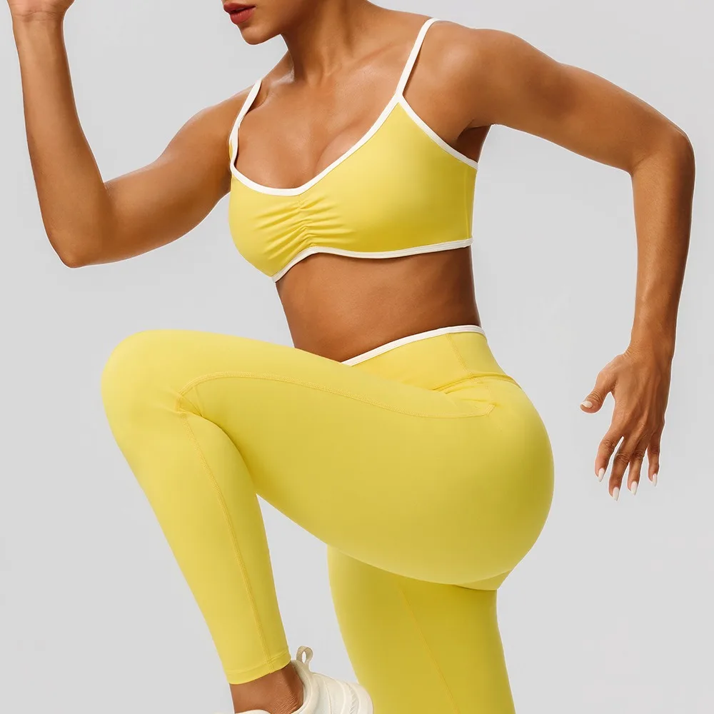 Women Breathable Sports Bra Sexy Back Sports Bra Color Block Quick Dry Workout Fitness Top Shockproof Push Up Gym Yoga Bra