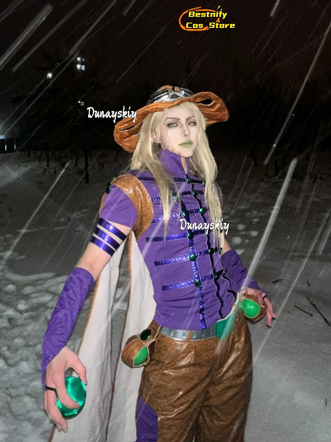 

aBcBcs@Anime Jooooo Sbr Cosplay Zeppeling Costume Cool Desert Punk Cowboy Uniform Hat Pu Suit 3D Polylactic Acid Props Halloween