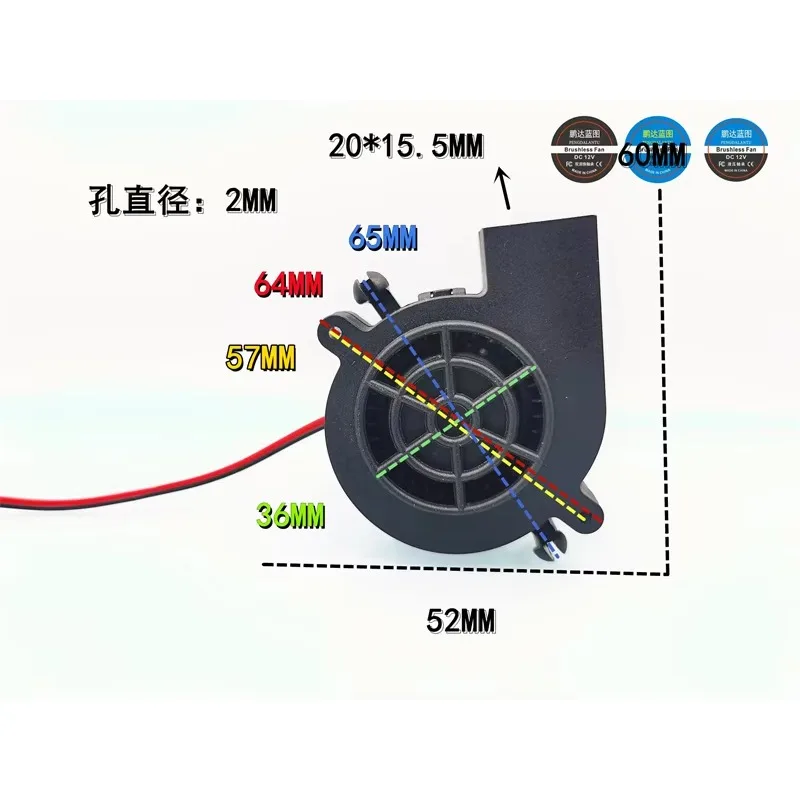 

pa Blueprint 5015 Расширенная версия 60*52*15 мм Турбонагнетатель-увлажнитель 12 В 5 В Макс. скорость воздушного потока Вентилятор