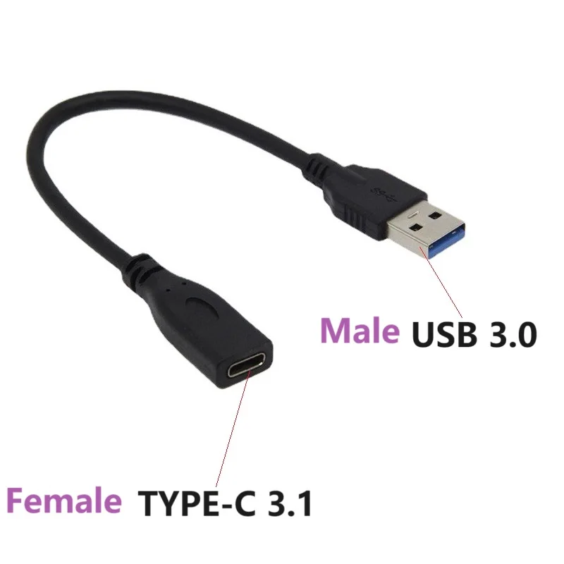 

2m 1m 0.2m TYPE C female to USB 3.0 male adapter cable Cord 5Gbps USB 3.0 male to 3.1 TYPE C female Data extension cable