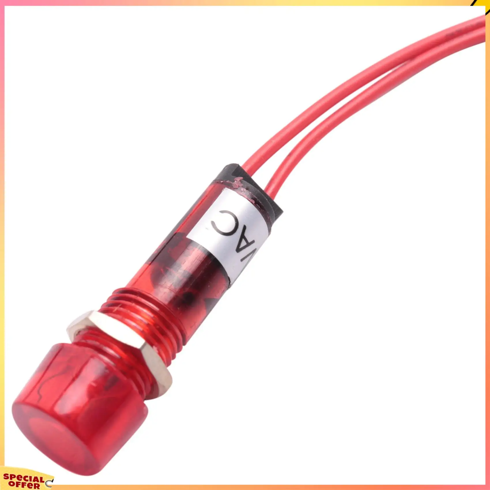 ABFI 4X ตัวบ่งชี้นีออนสัญญาณนําร่องไฟสีแดง AC 250V W2 สายไฟ