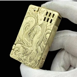 Creative Brass Semi Automatic Ejection Kerosene Lighter Double sided Fine Relief Large Oil Warehouse Lighters Gadget Men's Gift