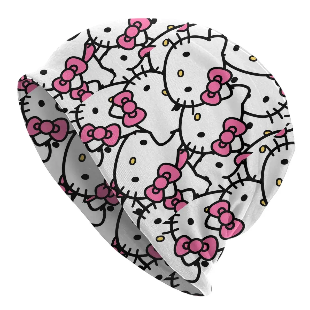 

Шапки с капюшоном с мультяшным рисунком «Hello Kitty», осенне-зимние уличные шапочки Skullies, шапки унисекс, весенняя кепка двойного назначения