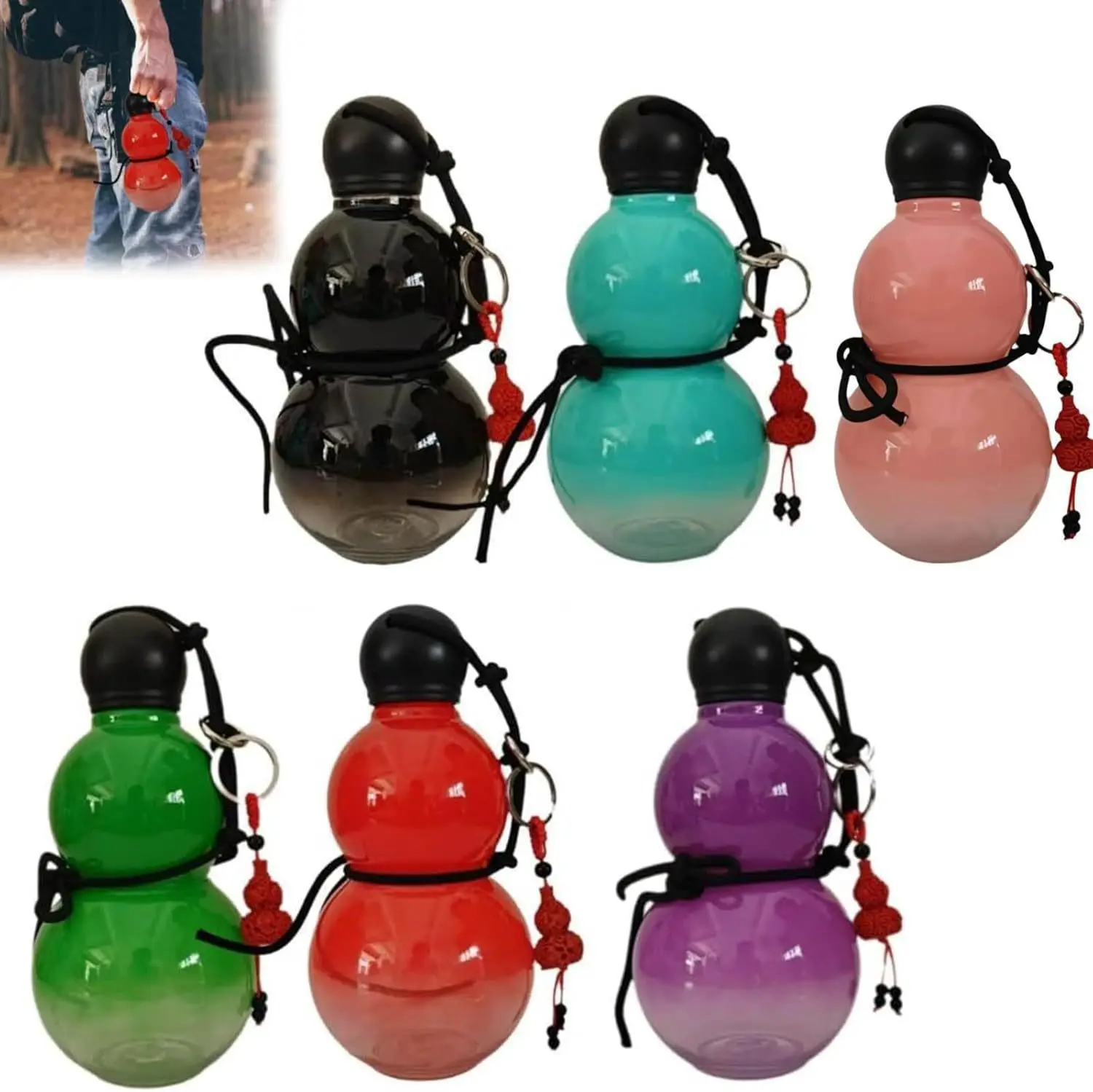 Gourd Style Water Bottle PC 800ml Insulated Chinese Retro Portable Sports Water Bottle for Men Women